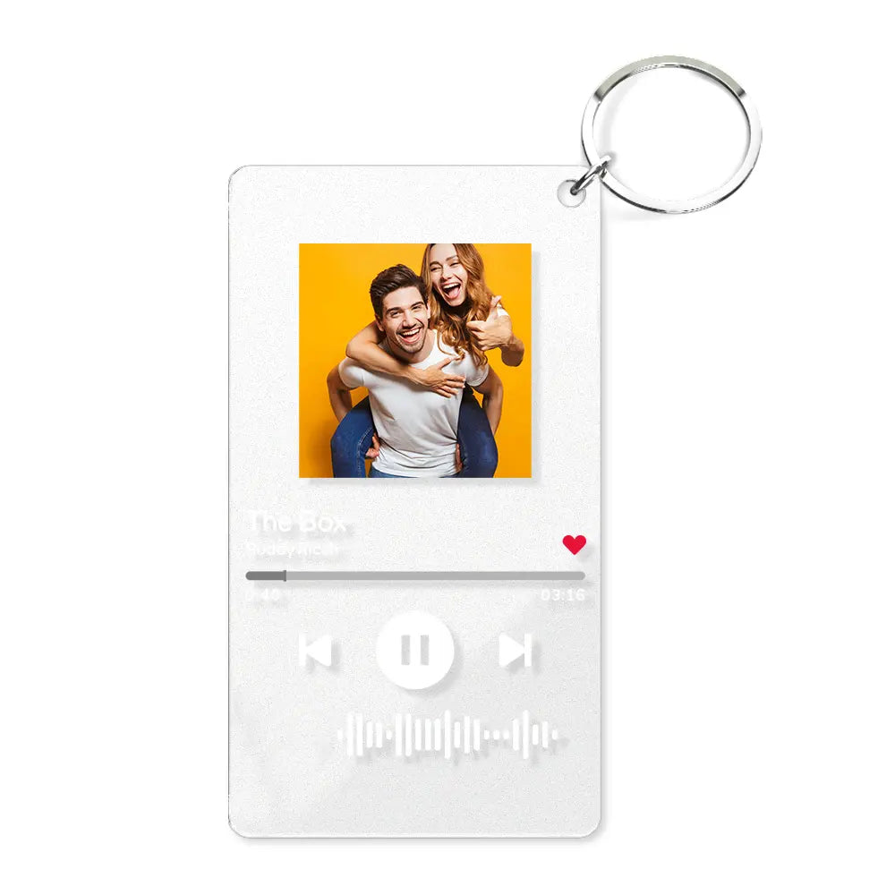 Personalized Acrylic Photo Custom Keyrings with Scannable Music, Music Code Keychain - Gifts For Mom
