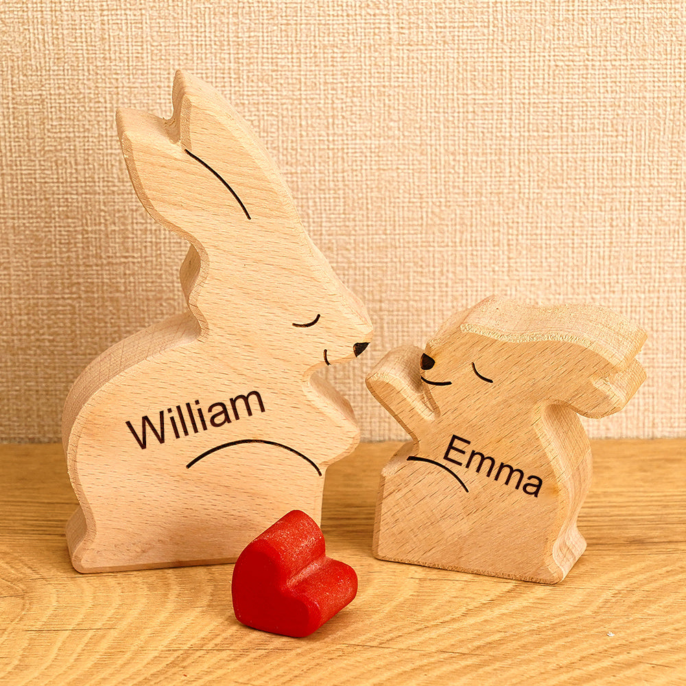 Puzzle Per Famiglie In Legno Con Conigli, Nomi Personalizzati, Regali Per L'inaugurazione Della Casa, Decorazioni Per La Casa