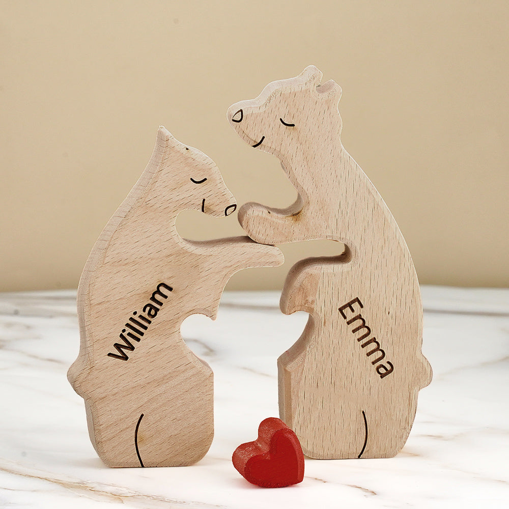 Personalised Family Puzzle With Wooden Bear, Personalised Name, Home Decor Gift