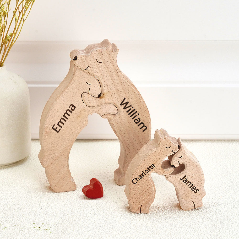 Personalised Family Puzzle With Wooden Bear