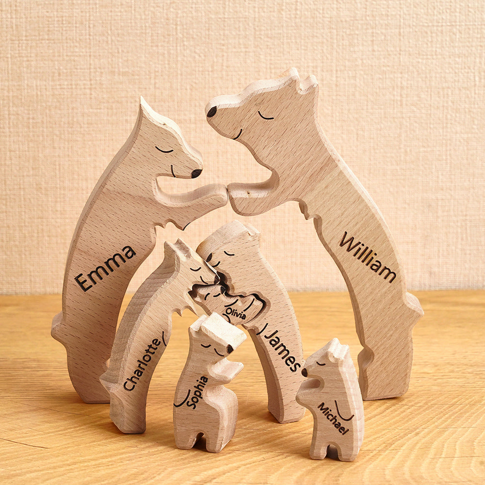 Personalised Family Puzzle With Wooden Bear