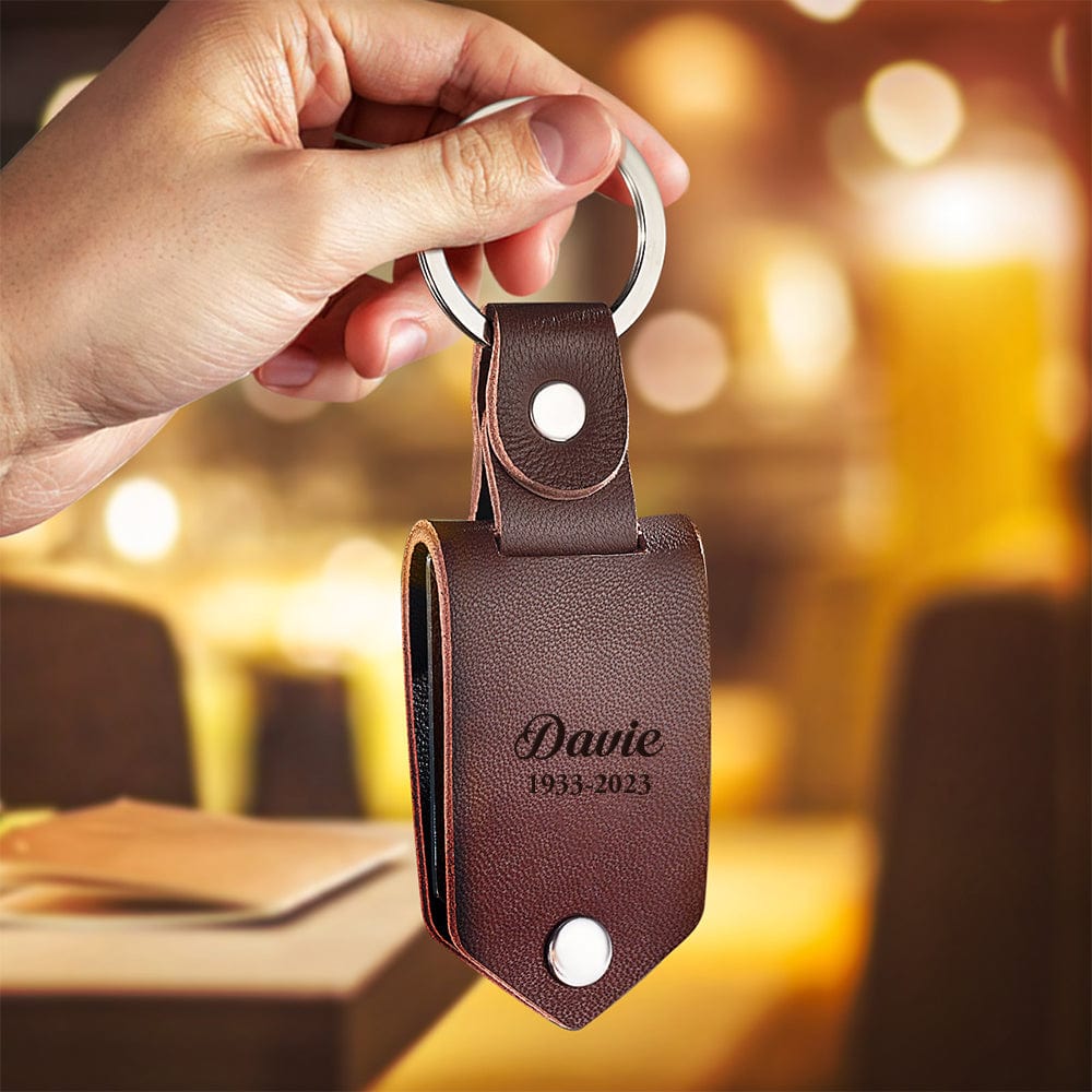 Custom Photo PU Leather Keychain Personalized Keychain for Memorial Gift