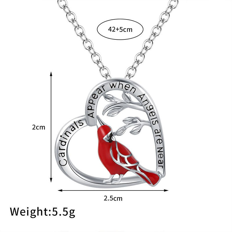 Cardinal Heart Pendant Necklace