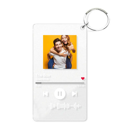 Personalized Acrylic Photo Custom Keyrings with Scannable Music, Music Code Keychain - Gifts For Mom