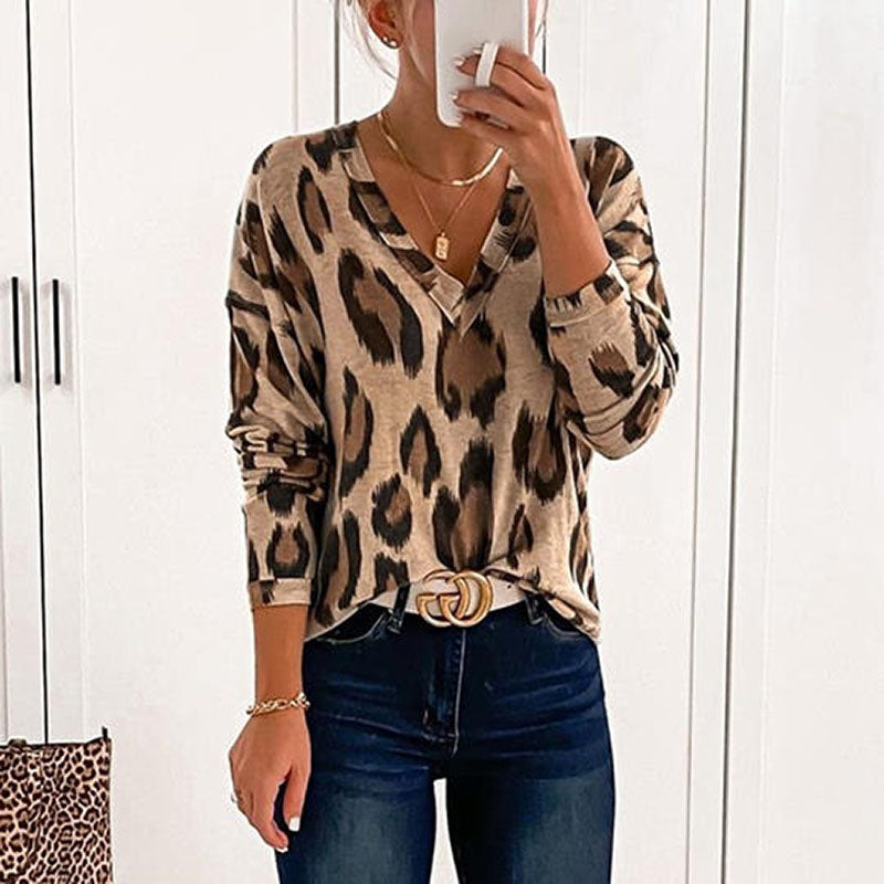 Leopard Print V Neck Top (6 Colors)