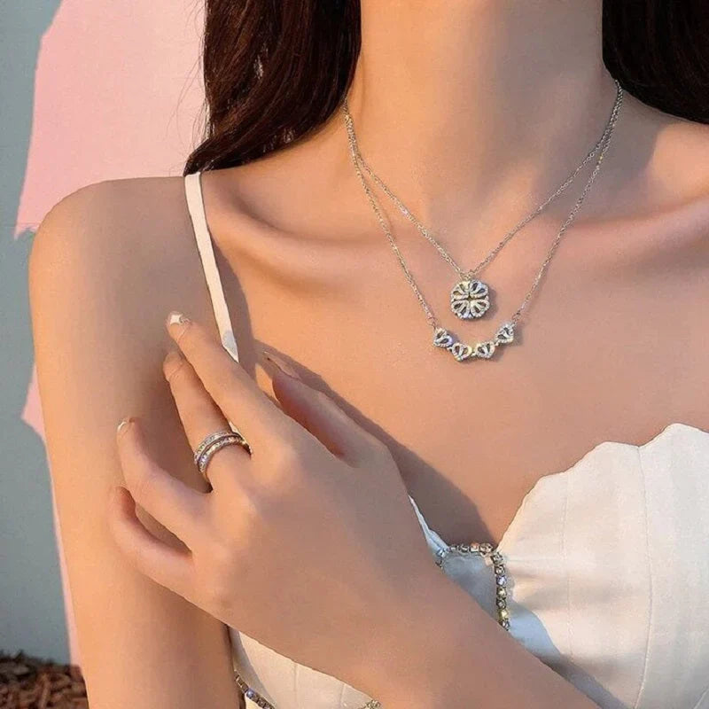 ☘Four-Leaf Heart Shape Necklace🎁The Best Gifts For Your Loved Ones💕【Buy 2 free shipping】