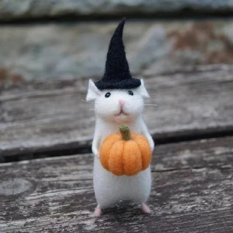 Handmade Halloween Mouse With A Pumpkin