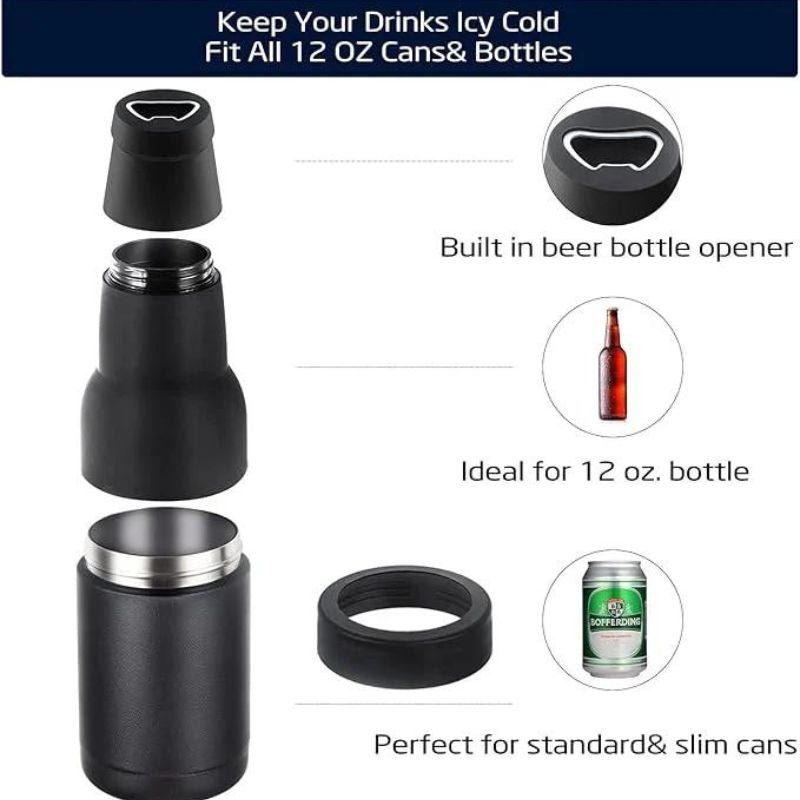 Beer Bottle and Can Cooler with Beer Opener