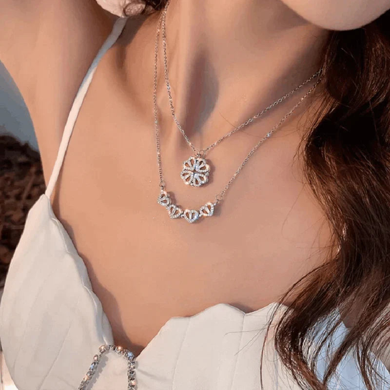 ☘Four-Leaf Heart Shape Necklace🎁The Best Gifts For Your Loved Ones💕【Buy 2 free shipping】