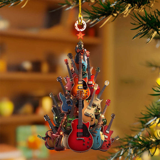 Rockin' Around The Guitar Christmas Tree Ornament(Flat acrylic hanging ornament)