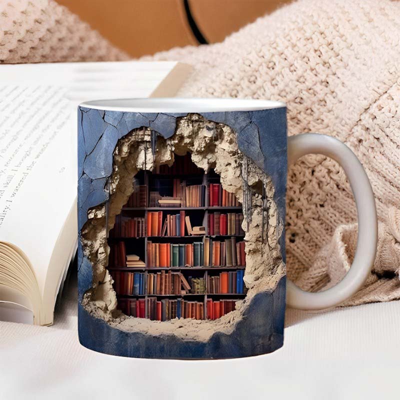 3D Bookshelves Hole In A Wall Mug