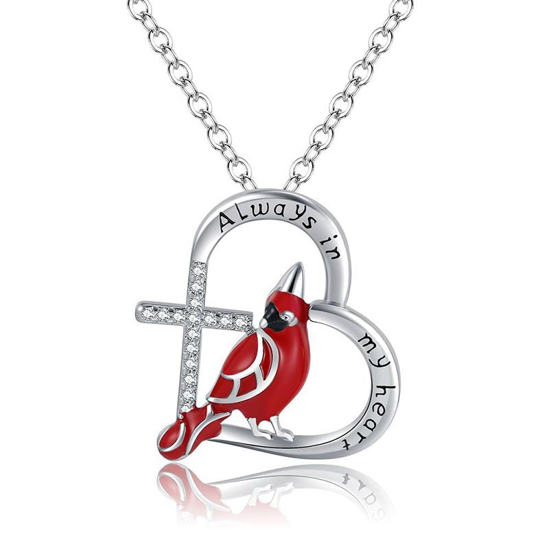 Cardinal Heart Pendant Necklace