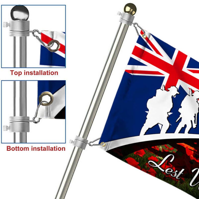 Lest We Forget. Anzac Day. Poppy Veteran Australia Grommet Flag