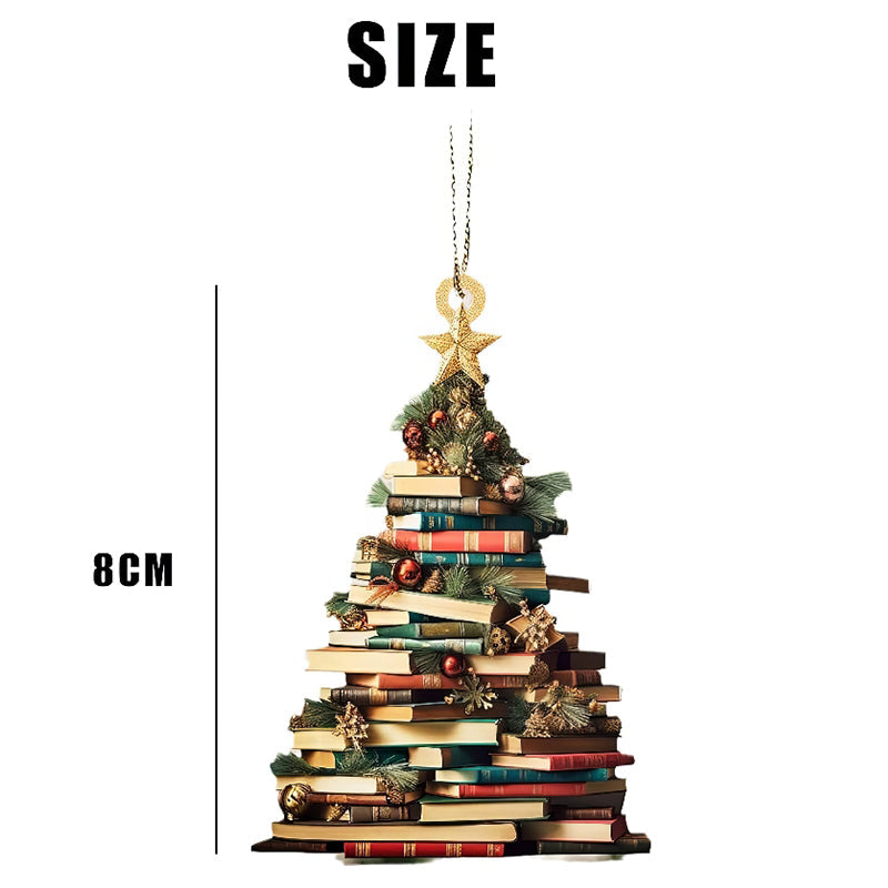 Book Tree Ornament, Perfect Gift For Christmas Decoration【PS: This product is flat acrylic hanging type, Not 3D】