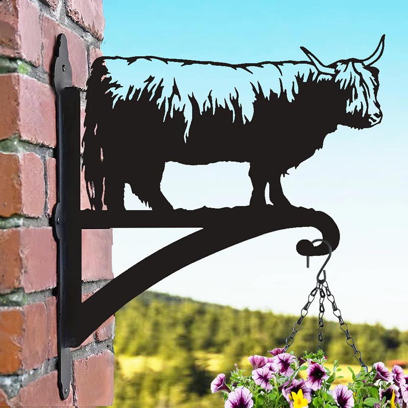 Highland Cow Metal Hanging Bracket Plant Stand PS008