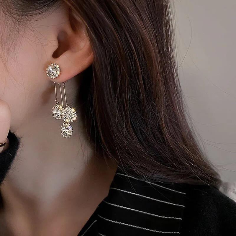 Zircon Round Petal Earrings