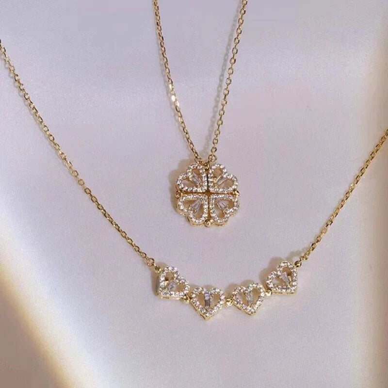 ☘Four-Leaf Heart Shape Necklace🎁The Best Gifts For Your Loved Ones💕【Buy 2 free shipping】