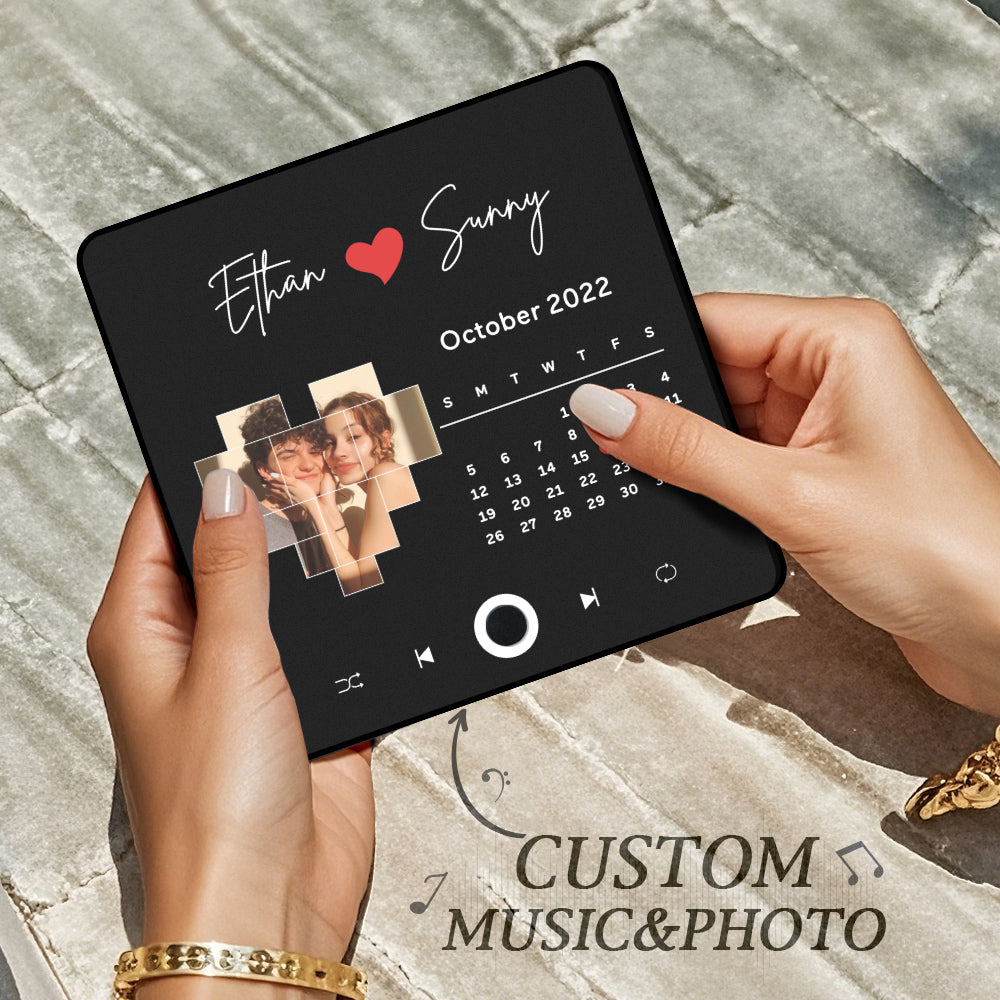 Personalized Photo Album Fridge Magnet Music with Black Frame Wall Photo Sticker Music Movement That Can Be Played Without Cell Phone