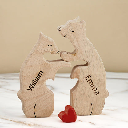Personalised Family Puzzle With Wooden Bear,  Personalised Name, Home Decor Gift