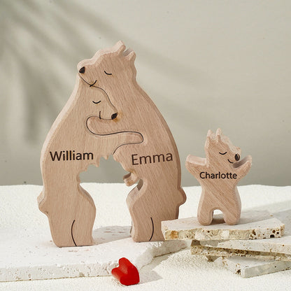 Personalised Family Puzzle With Wooden Bear,  Personalised Name, Home Decor Gift