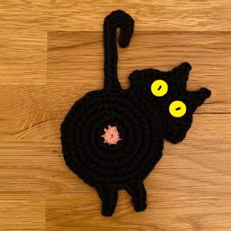 Cute Cat Knitted Kitten Butt Coasters