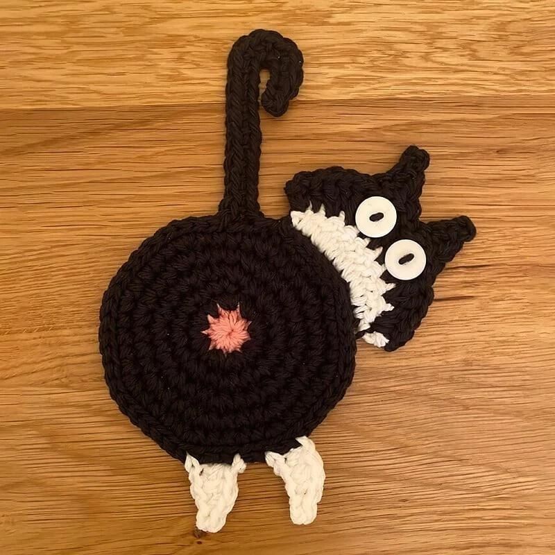 Cute Cat Knitted Kitten Butt Coasters