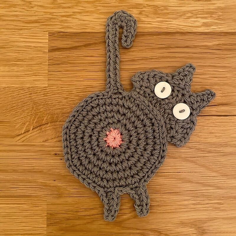 Cute Cat Knitted Kitten Butt Coasters