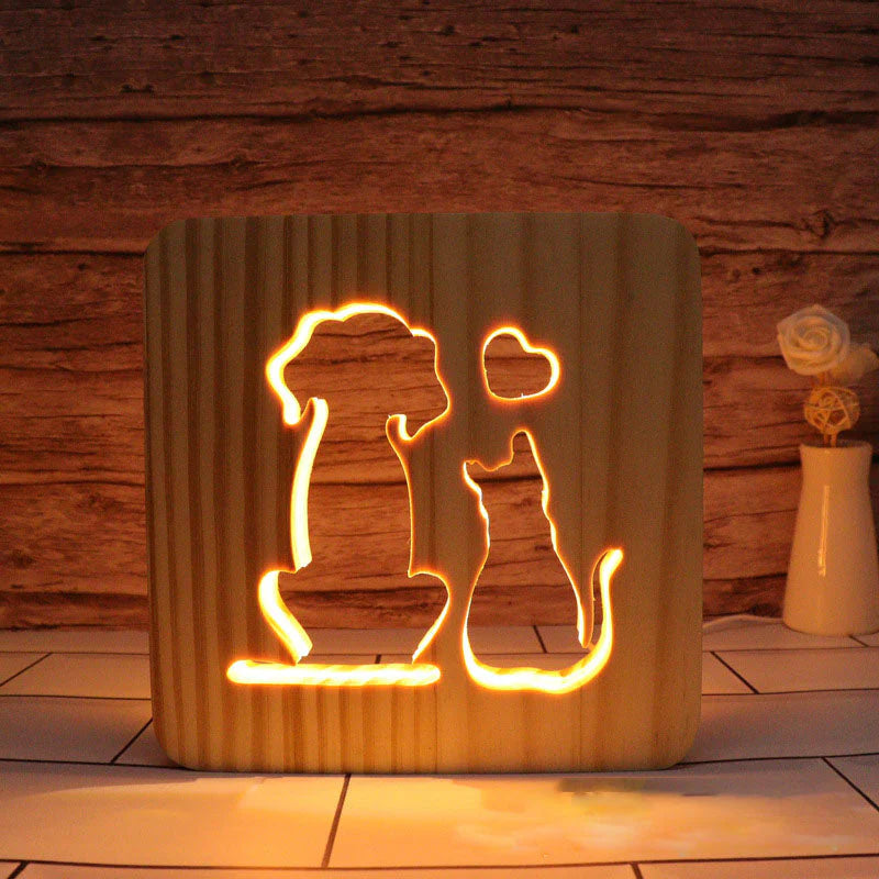 Dog Wooden Decorative Light