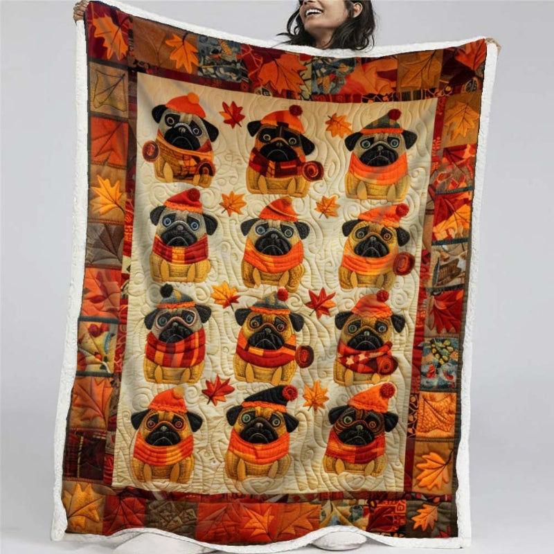 Autumn Vibe Pugs Blanket - D241 - Premium Blanket