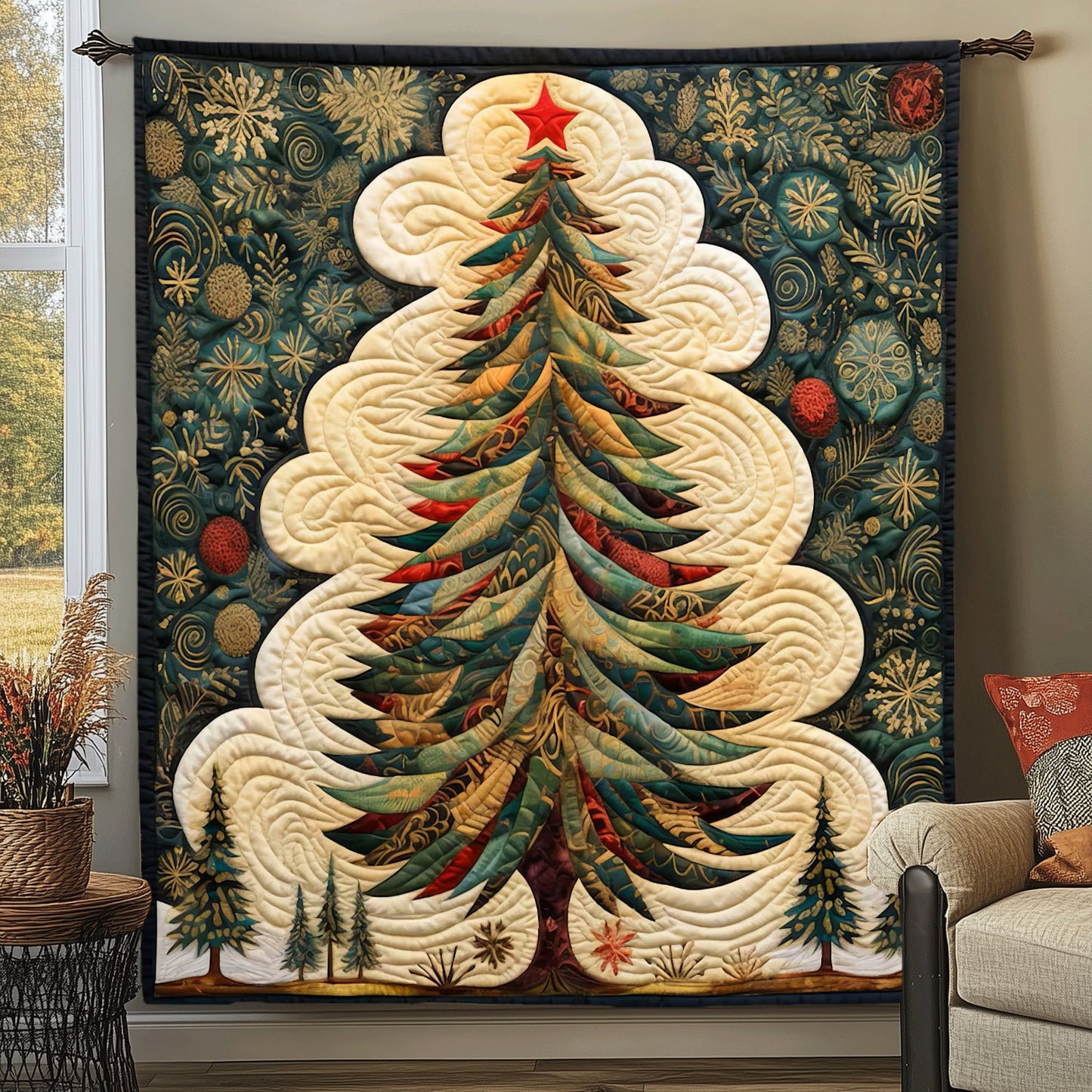 Christmas Tree and Snow Blanket - D265 - Premium Blanket