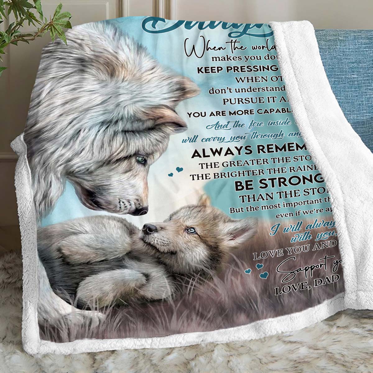 To My Daughter - From Dad - Wolf A246 - Premium Blanket