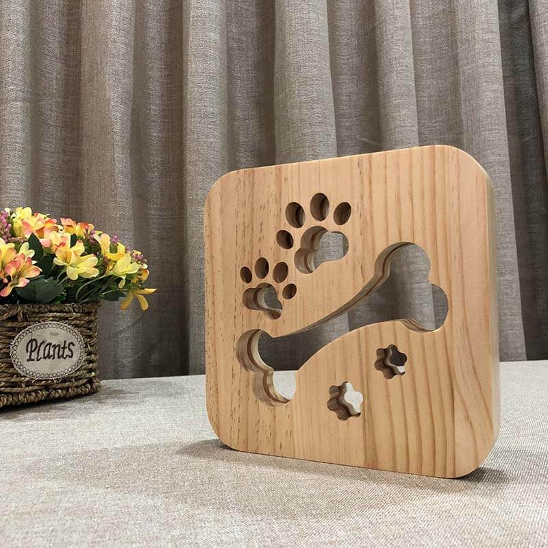 Dog Wooden Decorative Light