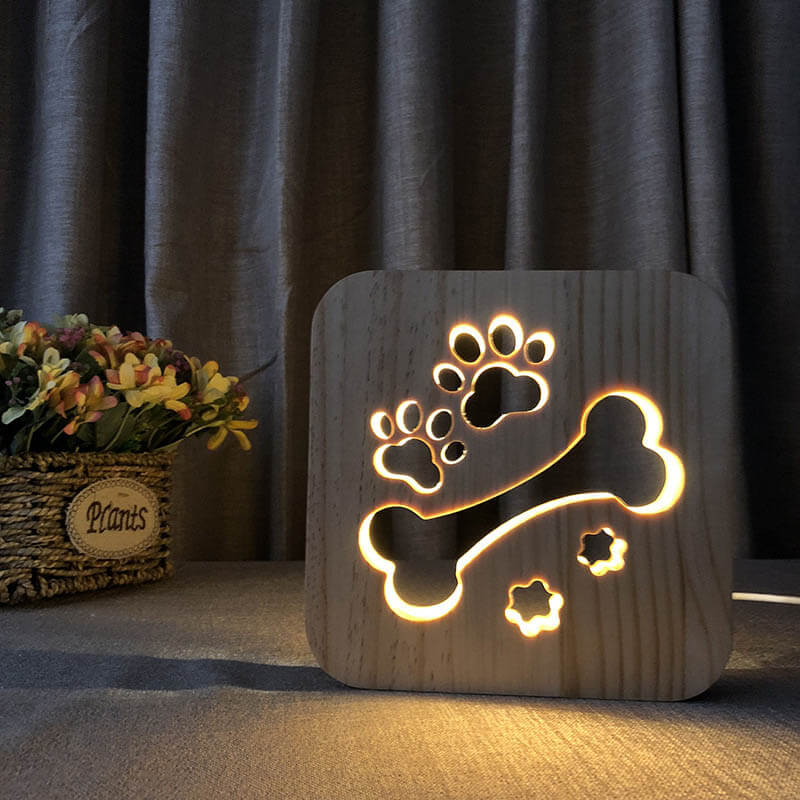 Dog Wooden Decorative Light