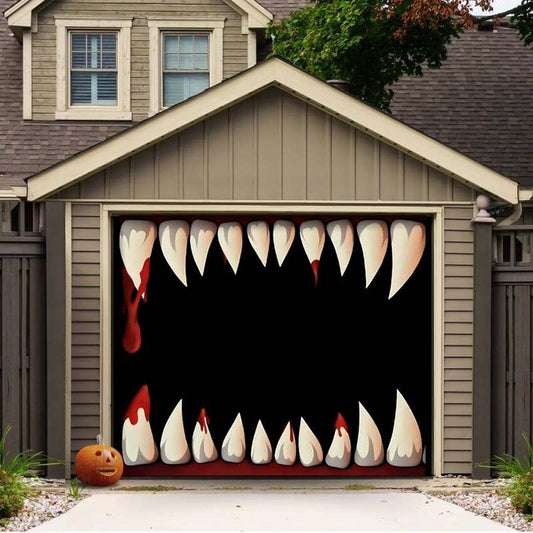 Monster Teeth Halloween Garage Door Covers HC003