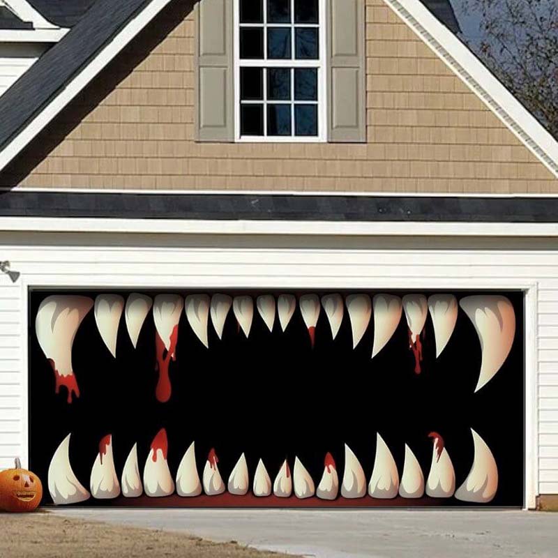 Monster Teeth Halloween Garage Door Covers HC003