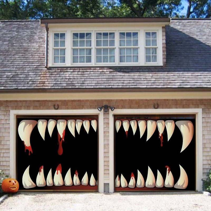 Monster Teeth Halloween Garage Door Covers HC003