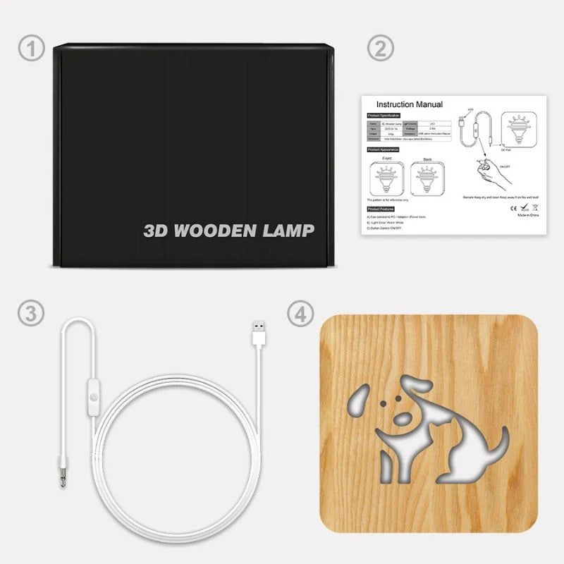 Dog Wooden Decorative Light