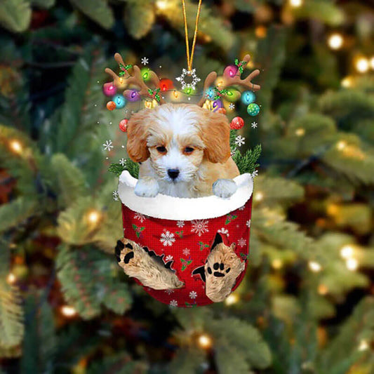 Shih Poo In Snow Pocket Christmas Ornament SP273