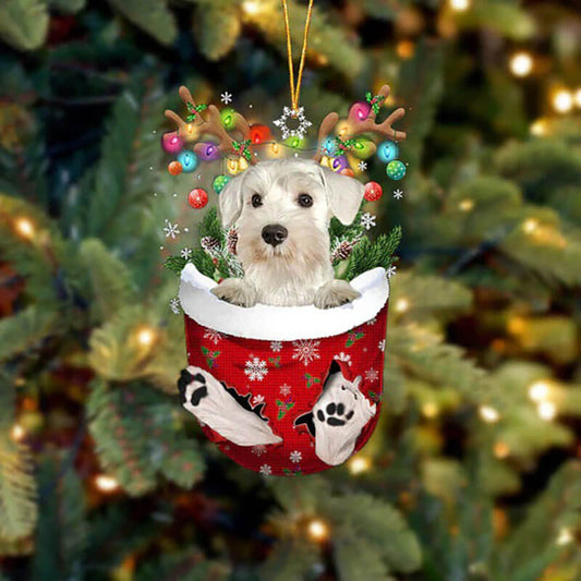 Miniature Schnauzer In Snow Pocket Christmas Ornament SP285