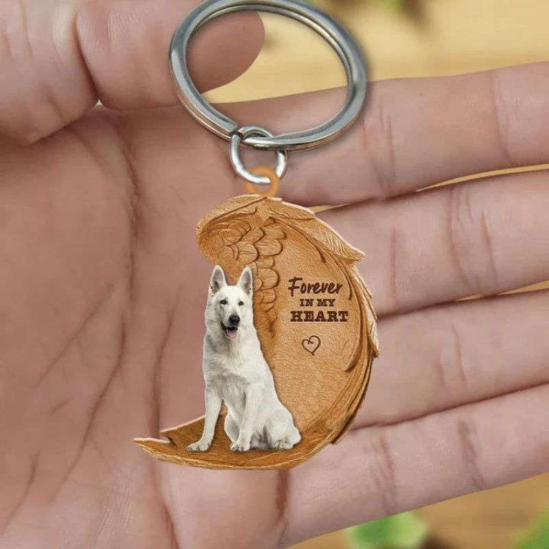 White German Shepherd Forever In My Heart Acrylic Keychain FK033