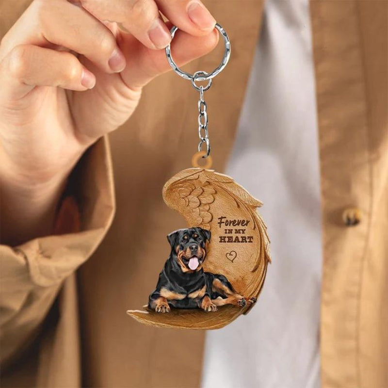 Rottweiler Forever In My Heart Acrylic Keychain FK037