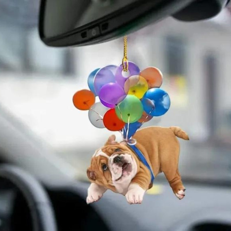 Bulldog Fly With Bubbles Car Hanging Ornament BC002