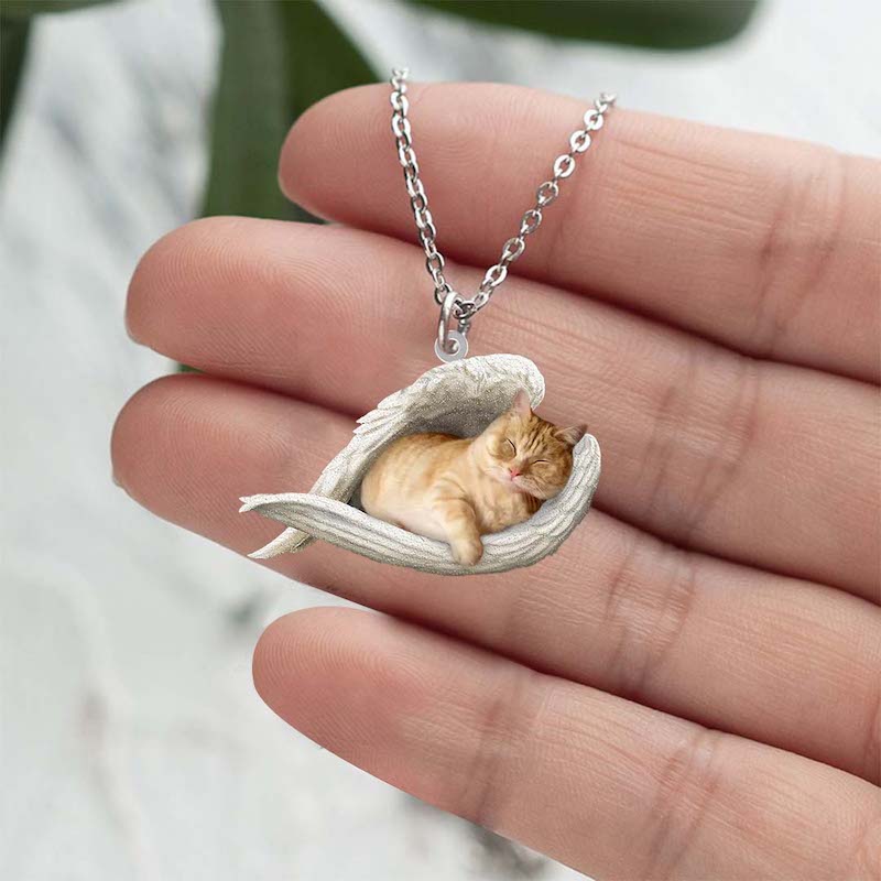 Munchkin Cat Sleeping Angel Stainless Steel Necklace SN181