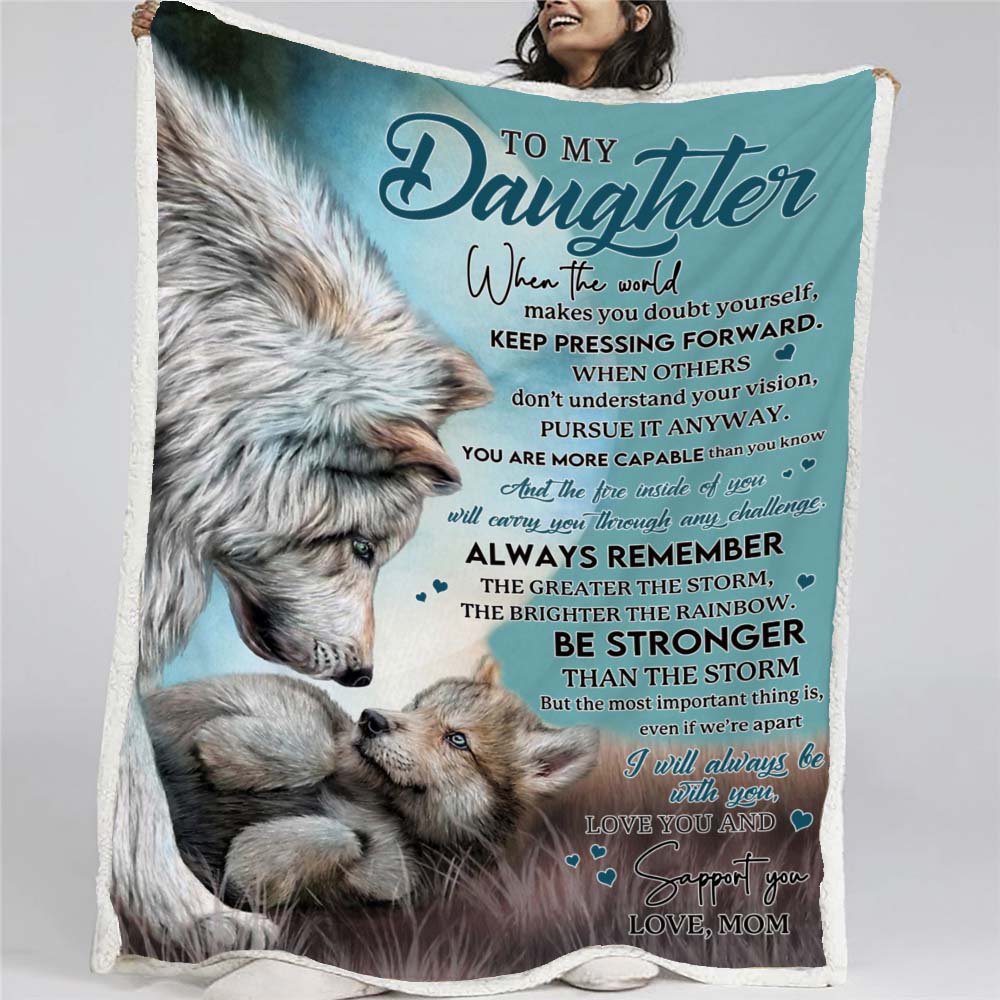 To My Daughter - From Mom - Wolf A246 - Premium Blanket