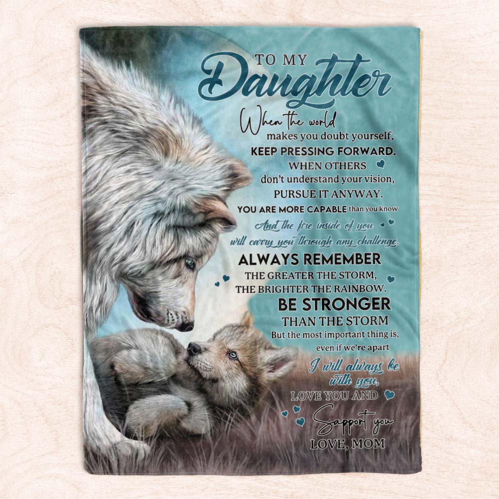 To My Daughter - From Mom - Wolf A246 - Premium Blanket