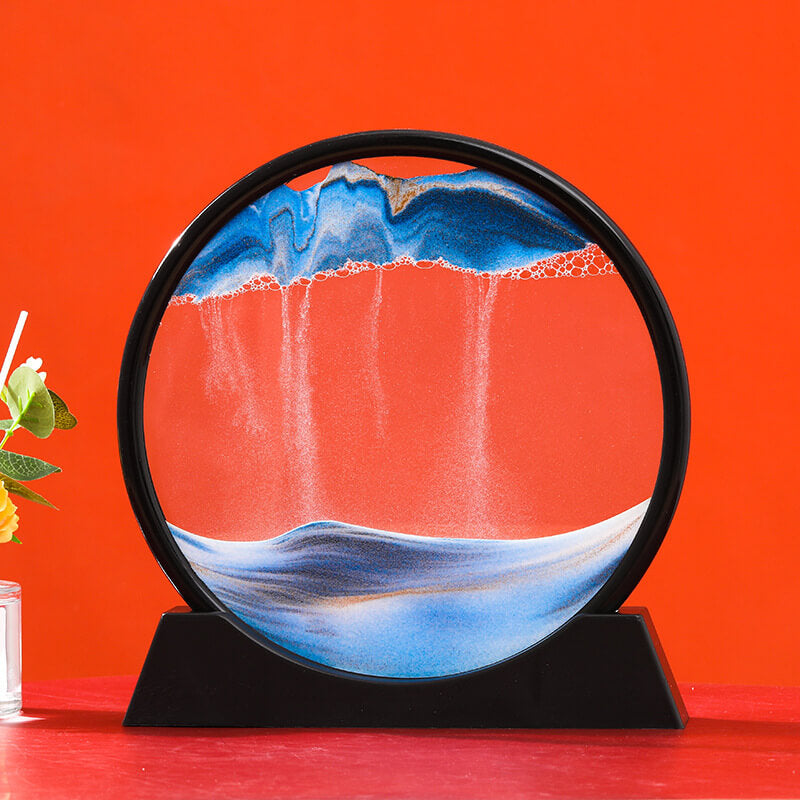 Moving Sand Art Picture Round Glass 3D 7/12inch