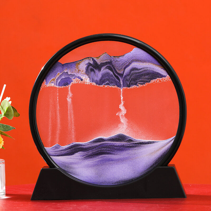 Moving Sand Art Picture Round Glass 3D 7/12inch