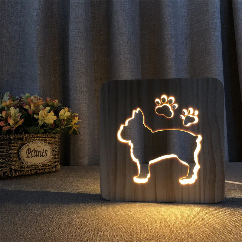 Dog Wooden Decorative Light