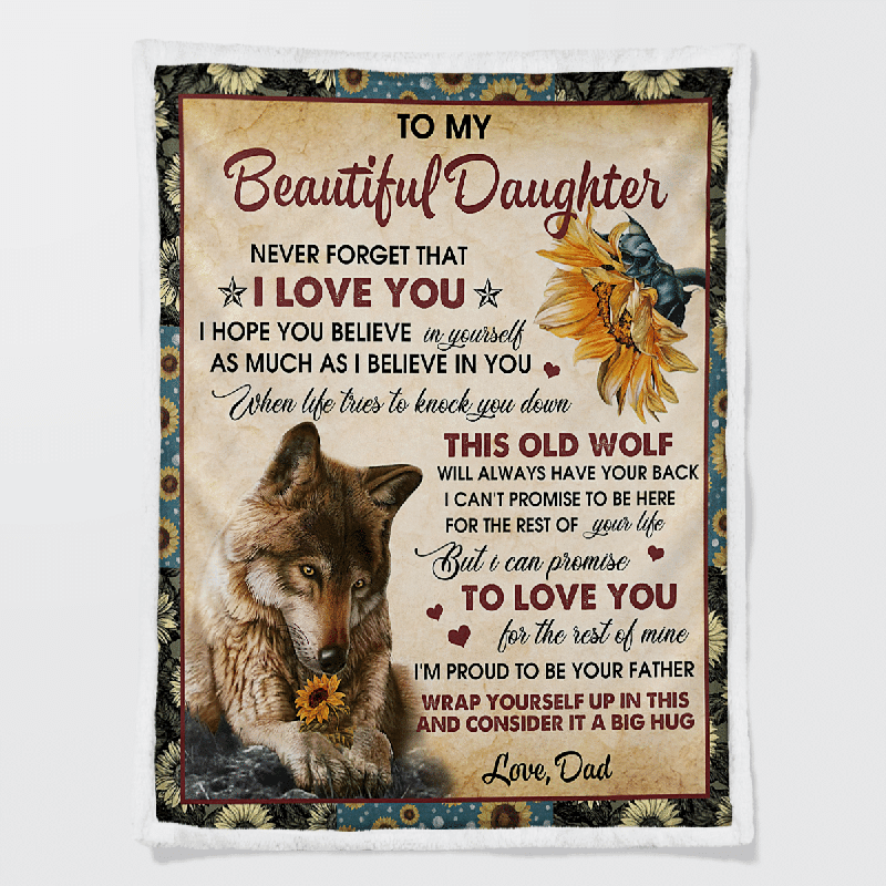 To My Daughter - Wolf Flower A300 - Premium Blanket