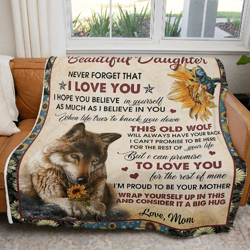 To My Daughter - Wolf Flower A300 - Premium Blanket